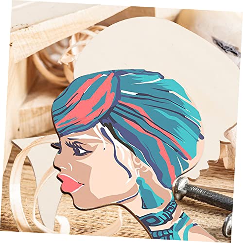 EXCEART 10pcs Painting Wood Chips Wooden Silhouette Head Wood Painting Crafts Mother Day Door Sign Wood Bead Wreath Doll Heads for Crafts Mother and EXCEART