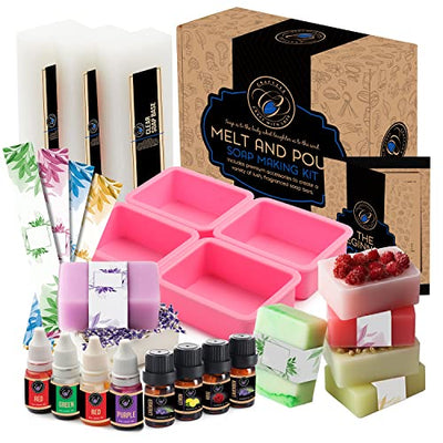 CraftZee Soap Making Kit - DIY Kits for Adults and Kids - Soap Making Supplies Includes Glycerin Soap Base, Fragrance Oils, Silicone Molds & More