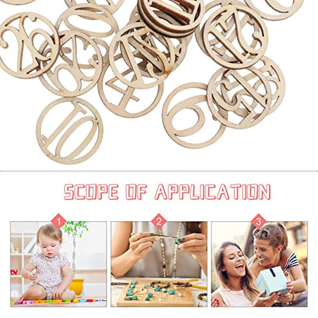 Amosfun 30pcs Calendar Wood Advent Gift Slices Art Log Numbers Craft Cookies-Creative Funny Decor DIY Number Wood Piece Wood Hanging Prop Wood Piece Amosfun