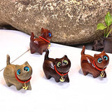 SYWAN 4Pcs Sandalwood Hand Carved Wood Cat, Handmade Wood Carved Cats Sandalwood Decoration Handmade Wood Carved Cats Cute Cat Wooden Crafts Figurine SYWAN
