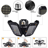 Mefflypee 2 Pack LED Garage Lights, 120W Deformable LED Garage Ceiling Lights with 5 Adjustable Panels, 12000LM E26 LED Shop Lights for Garage, Mefflypee