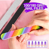 Manicure Nail File Kit-3Pcs Double Sided Nail File, Rectangular Nail Buffer, 4 Step Buffing Block, 3Pcs Cuticle Clipper & Pusher, and Nail Brush, HNYYZL