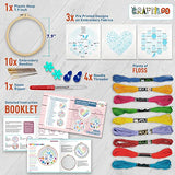 Learn 30 Stitches Heart Embroidery kit for Beginners with Stamped Embroidery Patterns Starter Kit. Needlepoint Cross Stitch for Kids & Adults CRAFTILOO