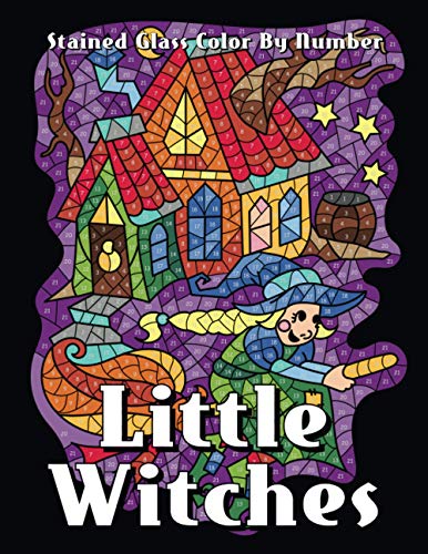 Little Witches Stained Glass Color By Number (Color by Number Coloring Books) - WoodArtSupply