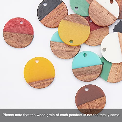 OLYCRAFT 174PCS Flat Round Dangle Earring Making Kits 7 Colors Include Resin and Walnut Wood Pendants with 60 PCS Earring Hooks and 100PCS Jump Rings OLYCRAFT