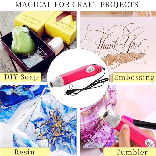 Bubble Buster Tool Paint Heat Gun for Craft Epoxy Glitter Tumbler, Blower Hot Air Heater for Embossing Stamps Resin Heatcraft Wax Art Projects (Pink) N/P