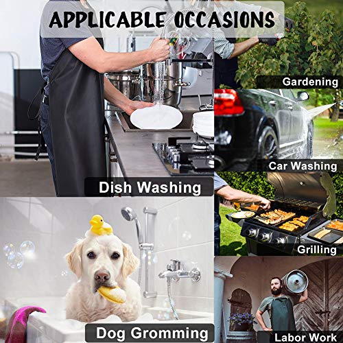 GNJCV Chemical Resistant PVC Apron - Black Plus Size Unisex Waterproof Vinyl Aprons for Dish washing,Dog Grooming,Gardening,Fish Cleaning（Pack of 1 GNJCV
