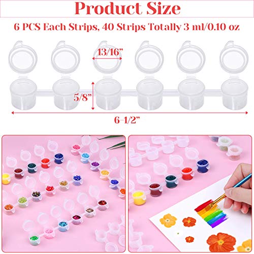 Caffox 240 Pieces Empty Paint Pot, 40 Strips Acrylic Mini Paint Container Strip Storage with Lid for Classrooms School Art and Crafts Paint 3ml/ Caffox
