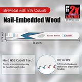 EZARC Reciprocating Saw Blades Set 9 Inch, Bi-Metal with Cobalt Nail Embedded Wood, Pallet Repair, Multi-Purpose Demolition Blades for EZARC