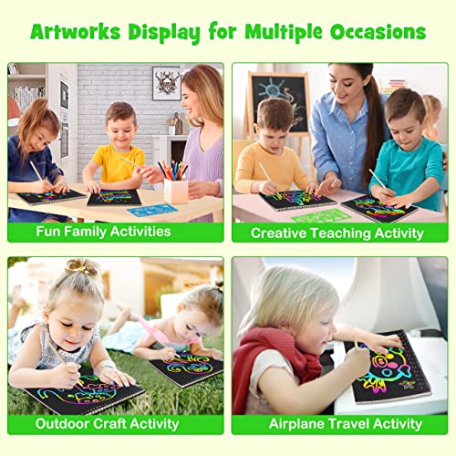 ZMLM Scratch Paper Art Craft Christmas Gift: 2 Pack Rainbow Scratch Art Set for Kids Drawing Coloring Craft Black Magic Art Supplies Kits for Girls ZMLM