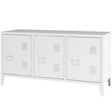 MIOCASA TV Stand Metal TV Table with Storage Steel 3 Door Locker Cabinet for Living Room (White) MIOCASA