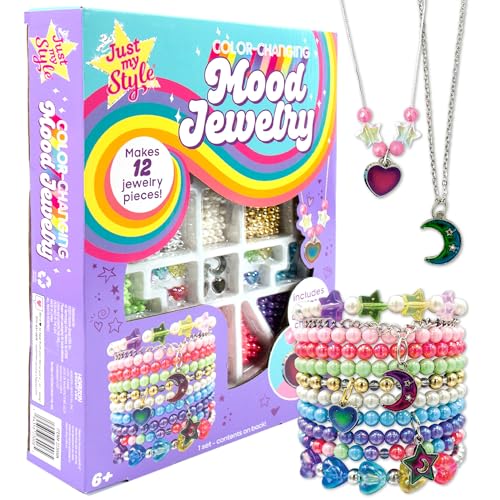 Just My Style Color-Changing Mood Jewelry Making Kit, Bracelet & Necklace Making Kit, Arts & Crafts Kit for Girls & Boys Ages 6-10