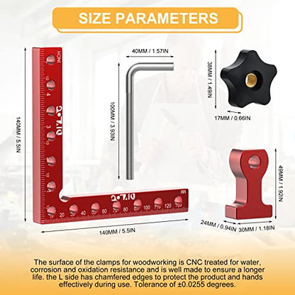 DIYLOG Corner Clamp for Woodworking, 90 Degree Clamp, Corner Clamp, Right Angle Clamp Woodworking Tools 4 Pack 5.5"*5.5" Aluminum Positioning, Wood - WoodArtSupply