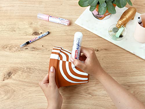 edding 5000 acrylic marker broad - white - 1 waterproof acrylic paint marker - chisel nib 5-10 mm - acrylic paint pen for drawing on canvas, art edding