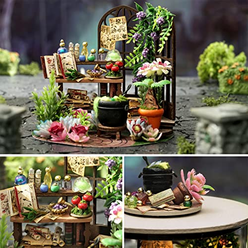 Spilay Dollhouse DIY Miniature Wooden Furniture Kit,Mini Handmade Doll House Model with Dust Cover & LED,1:24 Scale Creative Woodcrafts Toys for - WoodArtSupply