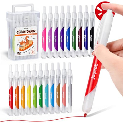 JoyCat Click Washable Markers with Retractable Tips, 20 Colors Markers Set for Toddlers Kids, Ideal Art Supplies and Christmas Gifts for Kids