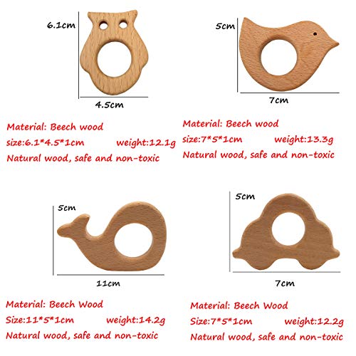 Nature Baby Teething Toys 11pc Wooden Teether Montessori Toys Wood Teether Rings Organic Infant Teether Handmade Pendant Set Shower Gift (Type 1) Alenybeby