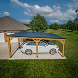 Backyard Discovery Kingsport 20 ft. x 20 ft. All Cedar Wooden Carport Gazebo with Hard Top Steel Roof Backyard Discovery