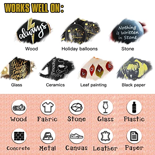 EBOT Metallic Marker Pens, Gold ,Rose Gold and Silver Metallic Permanent Markers for Artist Illustration, Crafts, Gift Card Making, Scrapbooking, EBOT