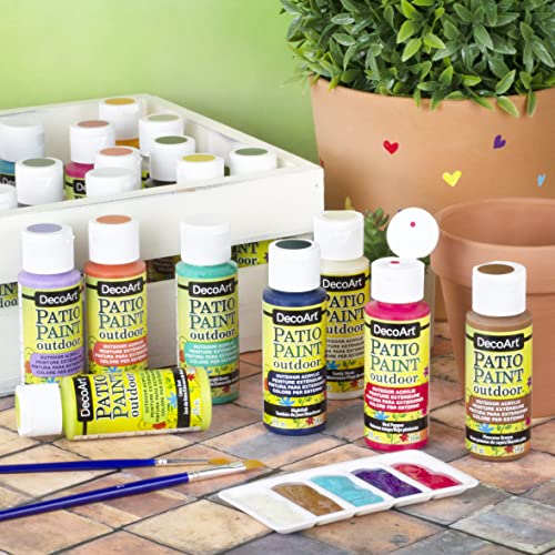 DecoArt ACRYLIC PATIO PAINT FAN FAVORITES SAMPLER SET, Assortment, 2 Fl Oz (Pack of 18) DecoArt
