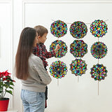 18 Pack Color Mandala Window Clings DIY Stained Glass Kits Suncatchers for Windows Arts and Crafts DIY Kit for Adults Mandala Sun Catcher for Tinlade