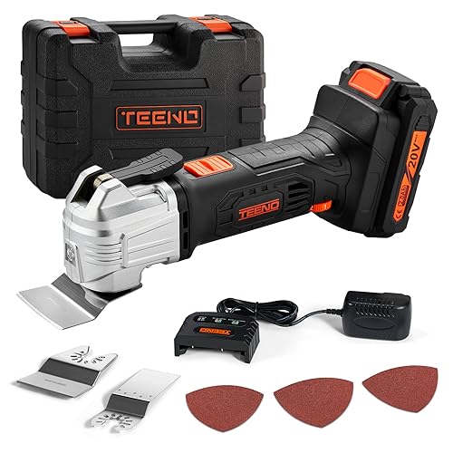 TEENO Oscillating Tool, Cordless Oscillating Multi-Tool with 20V 2Ah Lithium-Ion, 5000-18000 OPM, 6 Variable Speed, 3.2° Oscillation Angle, for - WoodArtSupply