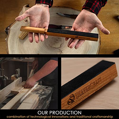 BeaverCraft Leather Strop for Knife Sharpening Strop with Polishing Compound - Stropping Leather Knife Sharpener - Carving Knife Strop Kit & Honing BeaverCraft