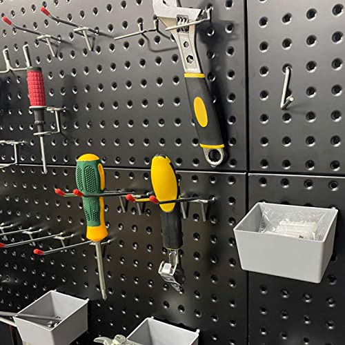Wallmaster Pegboard Organizer Garage Storage - 48pcs Pegboard Hooks Set, Pegboard Tool Organizer with 48x24 Inch Steel Peg Board & 4 Storage Wallmaster