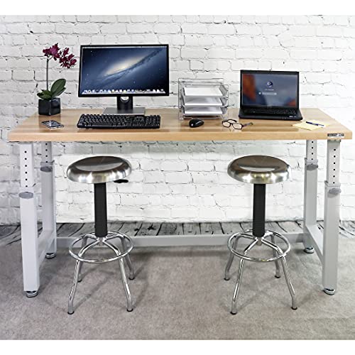Seville Classics Heavy-Duty Wood Top Workbench Height Adjustable Desk, 72", Granite Grey Seville Classics