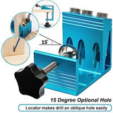 Pocket Hole Jig Kit with 3 Drill Hole Guide Pocket Drill Hole System with 15 Degree Joint Angle Tool Portable Pocket Joinery Screw Kit DIY EUASOO