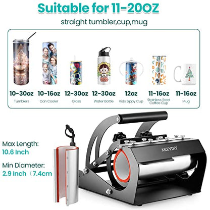 Pro Tumbler Mug Heat Press Machine 10-30 oz,Tumblers Heat Press Sublimation Straight Skinny Tumblers Press Glass Jar Cans, 11oz 20oz 16oz 30oz - WoodArtSupply