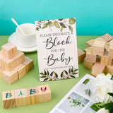 PEUTIER 75pcs Baby Wooden Shower Games Kit, 50 DIY Baby Unfinished Shower Block with Game Sign 24 Acrylic Paint Marker Baby Cubes Crafts Game Prizes PEUTIER