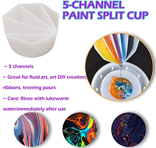 7Pcs Split Cup Flower Pour Cup Silicone Paint Cup Acrylic Pouring Strainers Set for Paint Pouring Capacity Mixing Cups for DIY Pouring Acrylic Paint - WoodArtSupply