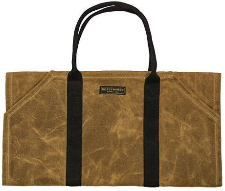 Readywares Waxed Canvas Firewood Carrier, Heavy Duty Firewood Log Carrier, Classic Durable Design Tan Readywares