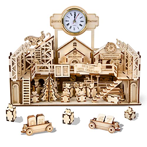 Santa's Workshop 3D Wooden Puzzle Kit - Creative Mechanical Assembly Model for Family Fun and Christmas Decor - WoodArtSupply