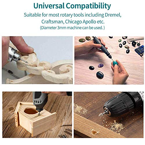 20PCS HSS Rotary Burr Set, Carving Bits and Engraving Router Bit Set for Rotary Tool Accessories with 1/8"(3mm) Shank for Woodworking, Engraving, YURINWOO