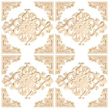 20pcs(4 Pack) Wood Appliques Decorative Carved Onlays, Wooden Carved Appliques DIY Decoration for Wood Furniture, Wood Carving Decals for Wall CDOKY