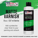 U.S. Art Supply Professional Matte Varnish, 8 Ounce - Acrylic Medium, Clear Permanent Protective Finish for Paintings & Artwork, Apply Over Dry U.S. Art Supply