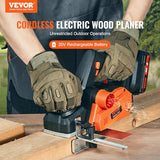VEVOR Cordless Electric Hand Planer, 3-1/4" Width, 16000 RPM Handheld Wood Planer with Battery 5/64" Adjustable Depth HSS Blades Dual Side Dust VEVOR