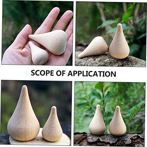 SEWACC 8pcs Wooden Water Drop Colorful Decor Miniature Dolls Natural Wood Decor Wooden Teardrop Shape Unfinished Wooden Peg Blank Wood for Crafts