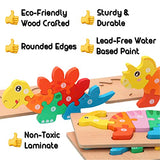 MONTESSORI MAMA Toddler Puzzles for Kids Ages 3-5 Dinosaur Puzzle 5-Pack, Montessori Toys for 3 Year Olds, Toddler Toys Age 2-4 Gifts for 3 Year Old Montessori Mama
