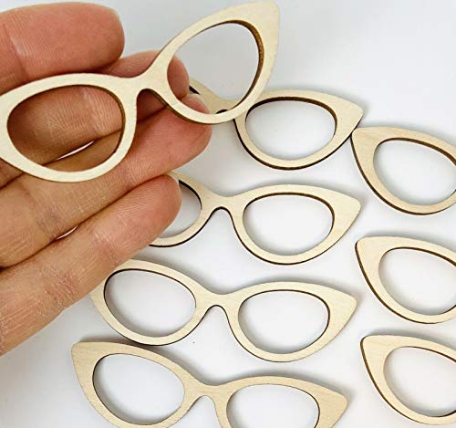 6-Pack Cat's Eye Glasses Unfinished Wood Cutout DIY Crafts Door Hanger Sign Ready to Paint Crafts All Sizes Texan Wood Crafts