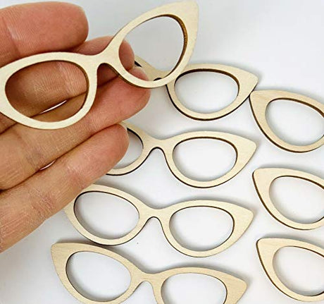 6-Pack Cat's Eye Glasses Unfinished Wood Cutout DIY Crafts Door Hanger Sign Ready to Paint Crafts All Sizes Texan Wood Crafts