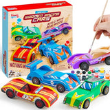 Klever Kits 4 DIY Wooden Race Cars-Build & Paint Your Own Wood Craft Kit, 4 Race Cars Toy, Easy to Assemble Arts Crafts Kit, Birthday Party Christmas Klever Kits