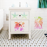 Ocean Stencils for Painting On Wood Turtle Seahorse Starfish Jellyfish Templates for Art Crafts Plastic Reusable Wood Burning Stencils for Wall Pkqon