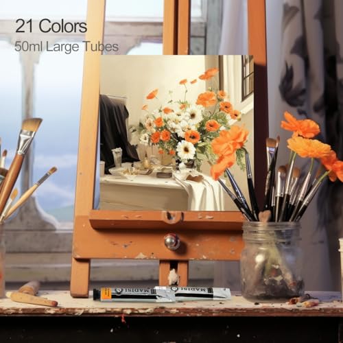 LIGHTWISH Oil Paint,21 Vibrant Oil Colors,50ml Large Tubes, Oil Based Paint for Canvas Painting, Art Supplies for Artist Beginners Adults Students LIGHTWISH