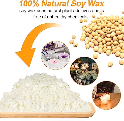 BBAXI Candle Making Kit, Including 32oz/900ml Candle Making Pouring Pot, 16oz Natural Soy Wax, 4Pcs Wooden Candle Wicks Holder, 60Pcs Candle Wicks, BBAXI