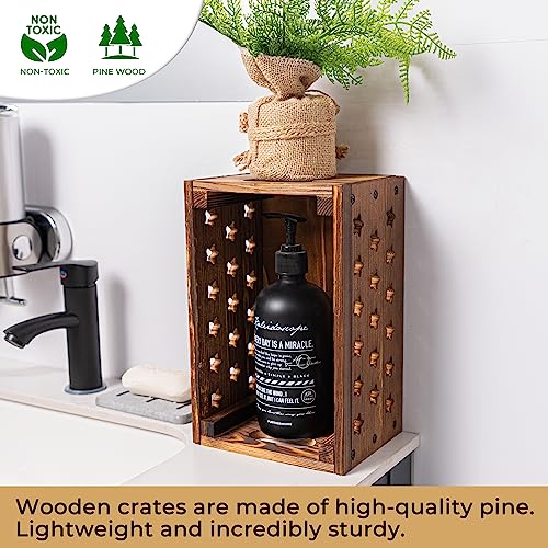 AONEHOME Set of 3 Decorative Nesting Wooden Crates with Handles, Wood Crates for Organizing Home and Kitchen, storage crates, Crates for Decoration, - WoodArtSupply