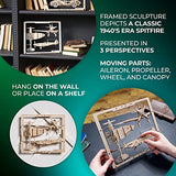 UGEARS 2.5D Framed Fighter Aircraft - Classic Aircraft Wood Model Kit with Movable Aileron, Propeller, Wheel & Canopy - Airplane Wooden Puzzle Model UGEARS