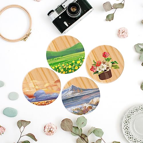 12PACK Unfinished Wood Coasters, 4 inch Round Blank Wooden Craft Coasters Wood Slices for DIY Architectural Models Drawing Painting Wood LepoHome